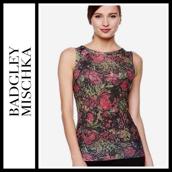 Badgley Mischka Tops - 🛍 SALE! Badgley Mischka Rose Print Sleeveless Top